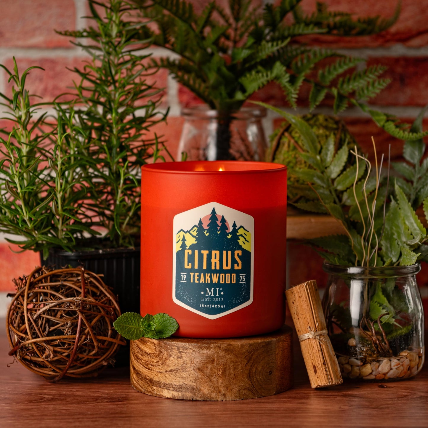 Manly Indulgence Citrus Teakwood Scented Candles for Men, 2 Wick, 15 oz Premium Soy Blend Wax, 60H Burn, Candles for Home Scented – Made in The USA