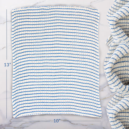 Eselect World's Best Kitchen Dish Cloths - Set of Blue Dishcloths for Washing Dishes - Absorbent Poly Cotton Waffle Weave Dish Rags, Made in USA