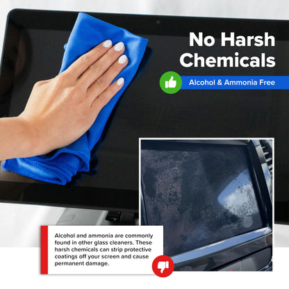 Screen Cleaner Spray (16oz) with CrystalVu® - Includes Premium Microfiber Cloth - TV Screen Cleaner, Car Screen Cleaner, Safe for Smartphone, Tablet, Touchscreen - Professional Cleaner - Made in USA