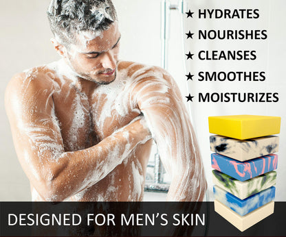 NATURAL AMERICAN Mens Organic Bar Soap, Masculine Scents, 100% Natural Soap for Men - Essential Oils, Organic Shea Butter Natural Body Soap, Natural Bar Soap for Men - SOLDIER Body Soap 5 oz (6pk)