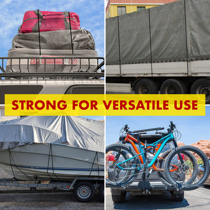 Miloo Rubber Bungee Cords with Hooks - Heavy Duty Tarp and Cargo Straps - Made in USA - 10 Inch Pack of 10