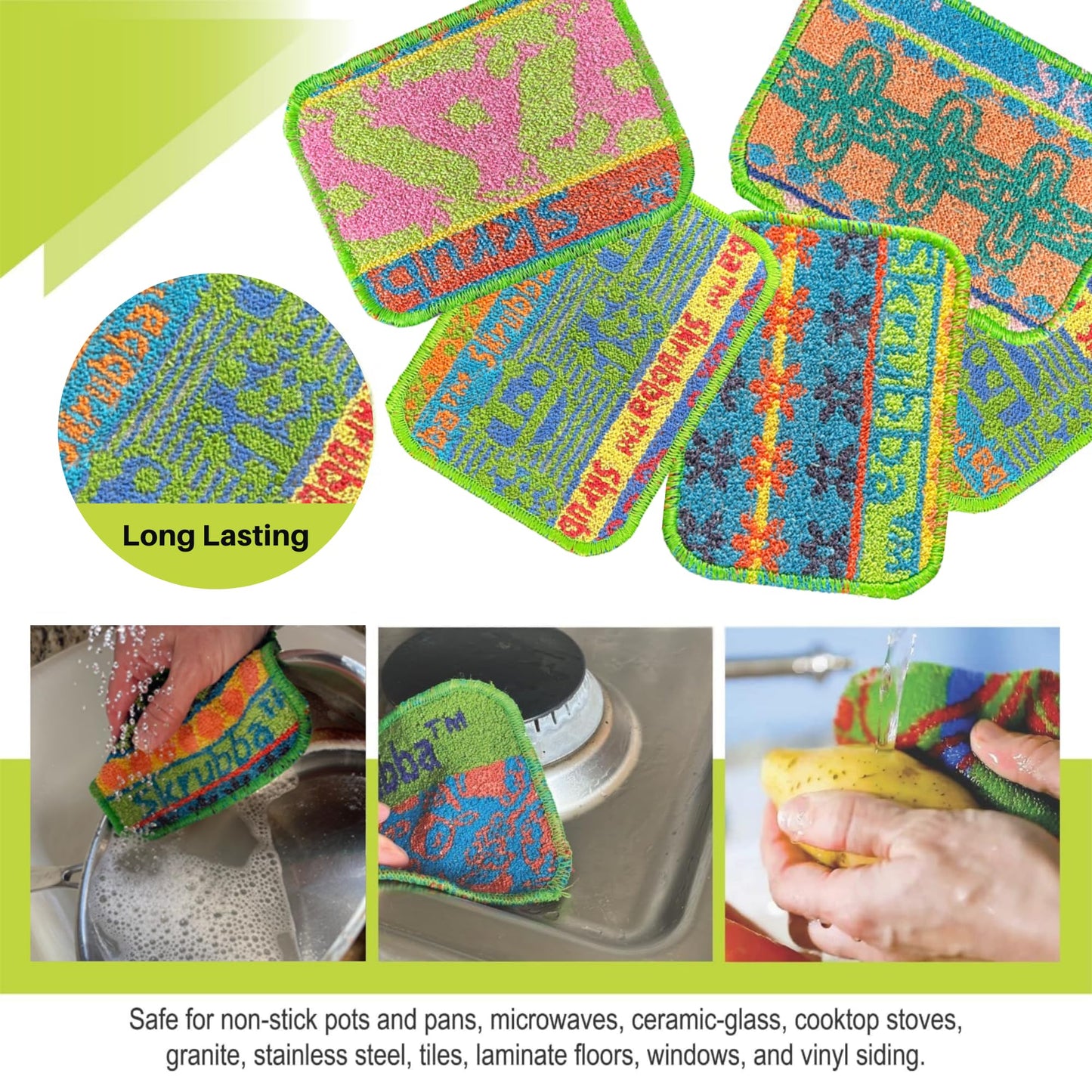 Wet-It Skrubba Non-Scratch Scouring Pad – European Scrubby Sponge for Kitchen, Dishes, Pots, Pans, Glass & Cookware – Durable Reusable Pad with RV Camper Design