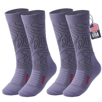 SAMSOX 2-Pair Merino Wool Hiking Socks, Thistle Down (Sierra)