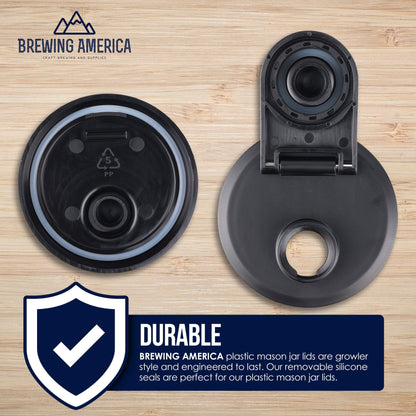 Brewing America Nesting Jar with Drinking Lid as Travel Cup, 1 Pint (16 oz) with Black Pouring Lid on Wide Mouth Ball Nesting Mason Jar, USA-Made To Go Drink Cup, 1-Pack