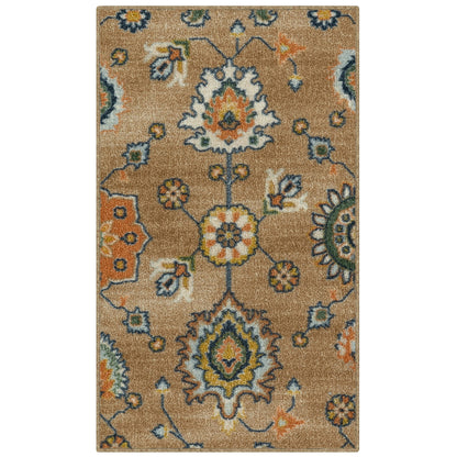 Maples Rugs Fleur Contemporary Motif Kitchen Rugs Non Skid Accent Area Carpet [Made in USA], Neutral/Multi, 1'8" x 2'10"