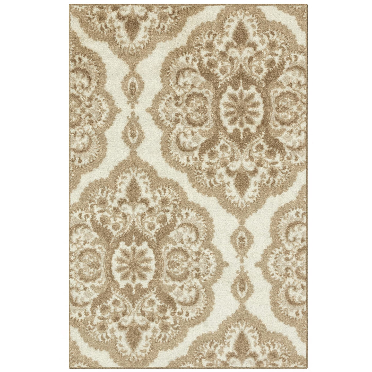 Maples Rugs Vivian Medallion Area Rugs - Made in USA - Washable, Non Slip, Pet-Friendly Mat for Bedroom, Office, and Entryway, 3'4 x 5'', Neutral