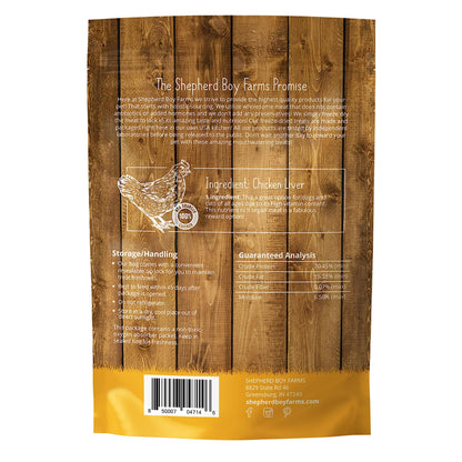 Shepherd Boy Farms Freeze Dried Dog and Cat Treats, Chicken Liver, All Natural Single Ingredient Freeze-Dried Dog Treat & Snacks, Made in USA, High Protein, Essential Nutrition Raw Food, 8oz