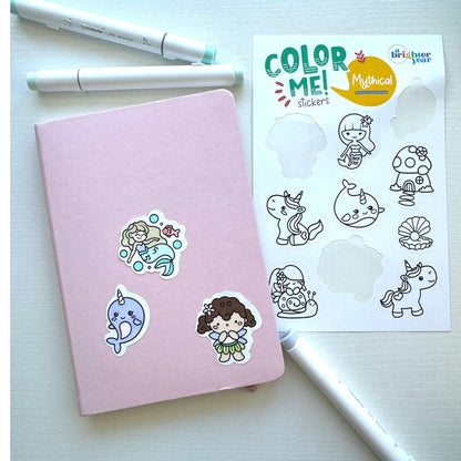 A Brighter Year Color-Your-Own Sticker Bundle, Mythical & Magical Edition - 3-Pack of 8.5” x 5.5” Sheets of 10 Stickers Each – Each Sticker is 1.5-2” x 2-3” - Notebooks, Planner, Gift Wrap