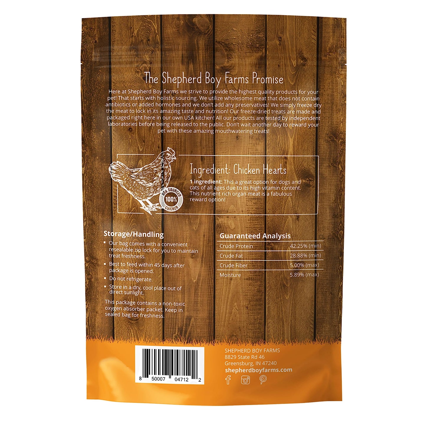 Shepherd Boy Farms Freeze Dried Dog and Cat Treats, Chicken Heart, All Natural Freeze-Dried Dog Treat & Snacks, Made in USA, High in Protein, Essential Nutrition of Raw Food, 8oz