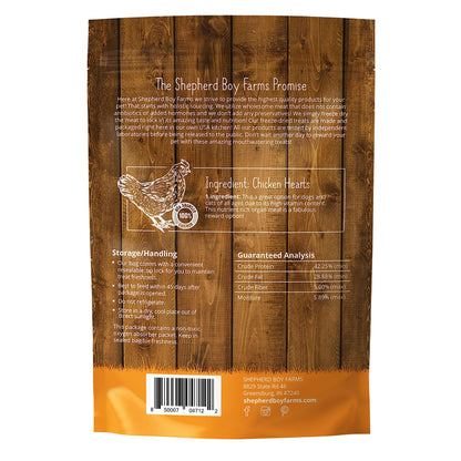 Shepherd Boy Farms Freeze Dried Dog and Cat Treats, Chicken Heart, All Natural Freeze-Dried Dog Treat & Snacks, Made in USA, High in Protein, Essential Nutrition of Raw Food, 8oz