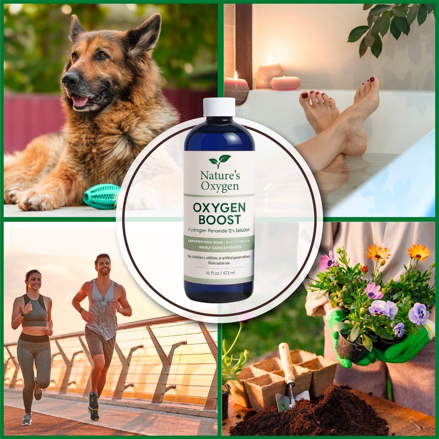 Nature’s Oxygen Food Grade Hydrogen Peroxide 12% Solution, 16 fl oz Pint Bottle, No Added Stabilizers, Highly Concentrated, Made in USA