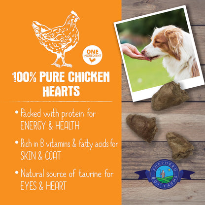 Shepherd Boy Farms Freeze Dried Dog and Cat Treats, Chicken Heart, All Natural Freeze-Dried Dog Treat & Snacks, Made in USA, High in Protein, Essential Nutrition of Raw Food, 8oz