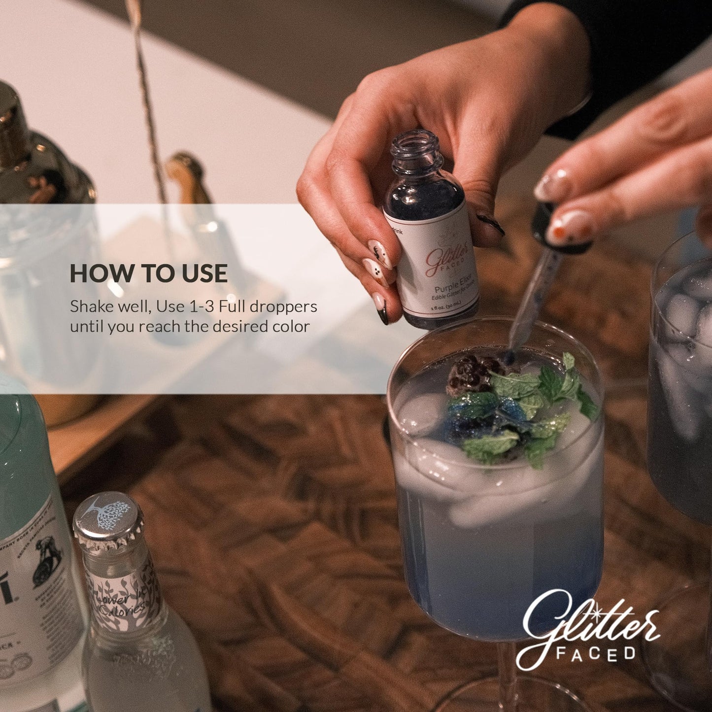 Glitter Faced Gold Edible Glitter For Drinks With 0-Calories, No Taste or Texture | 30ml Food-Grade, 30 Drinks, Luster Dust | Ideal for Beverages, Galentine’s, Parties & Events | Made in USA