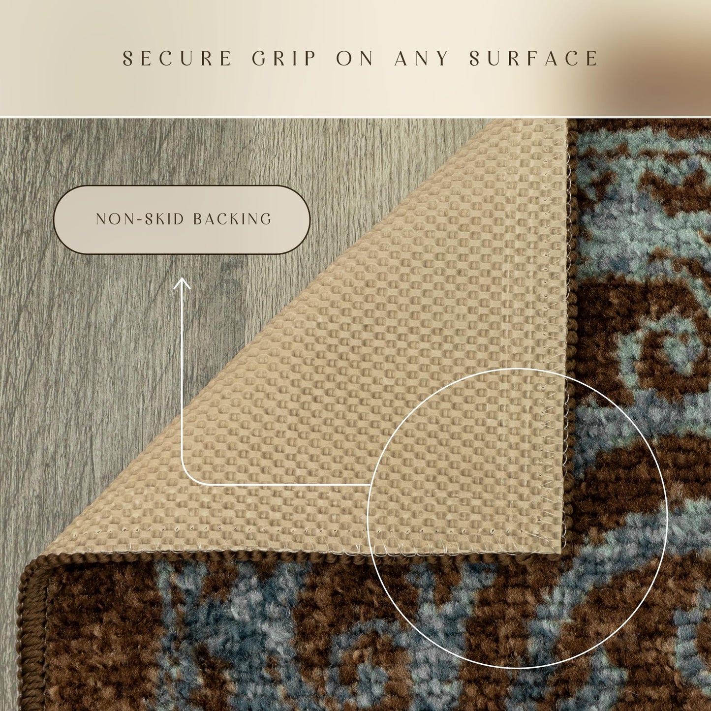 Maples Rugs Pelham Transitional Area Rugs - Made in USA - Washable, Non Slip, Indoor Carpet for Entryway, Foyer, Kitchen, and Bathroom, 1'8 x 2'10, Blue/Walnut