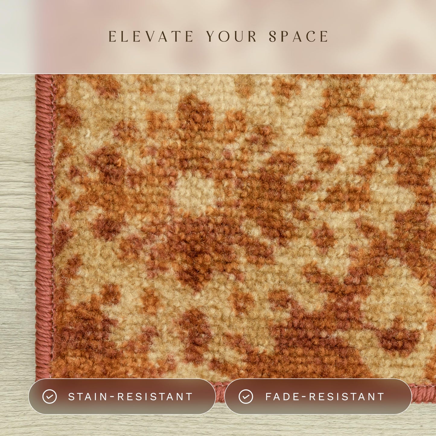 Maples Rugs Arden Vintage Distressed Area Rugs – Made in USA – Washable, Non Slip Indoor Carpet for Entryway, Foyer, Kitchen, and Bathroom, 20" x 34", Gold/Terracotta