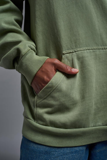 Expert Brand USA-Made Men's Oversized Heavyweight Cotton Pullover Hoodie, Sage, Large