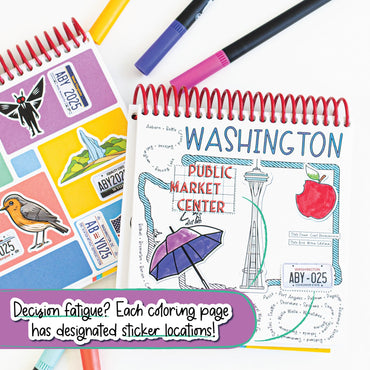 A Brighter Year Roadtrip Trinkets Deluxe Spiral Coloring and Sticker Book
