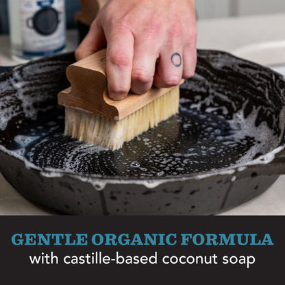 CLARK'S Cast Iron Cleaner 12 oz, Made in USA, Plant Based Coconut Cast Iron Soap for Skillets, Griddles Etc. - Protects, and Restores Cookware