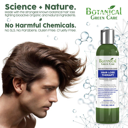 Hair Loss Therapy Strengthening Shampoo for Thinning Hair, Sulfate‑Free, Strengthening & Volumizing, DHT Blocker, Color Safe Made in USA