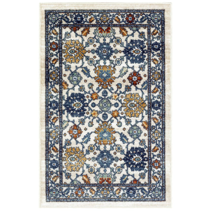 Maples Rugs Benton Oriental Area Rugs – Made in USA – Washable, Non Slip Indoor Carpet for Entryway, Foyer, Kitchen, and Bathroom, 30" x 46", Beige/Multi