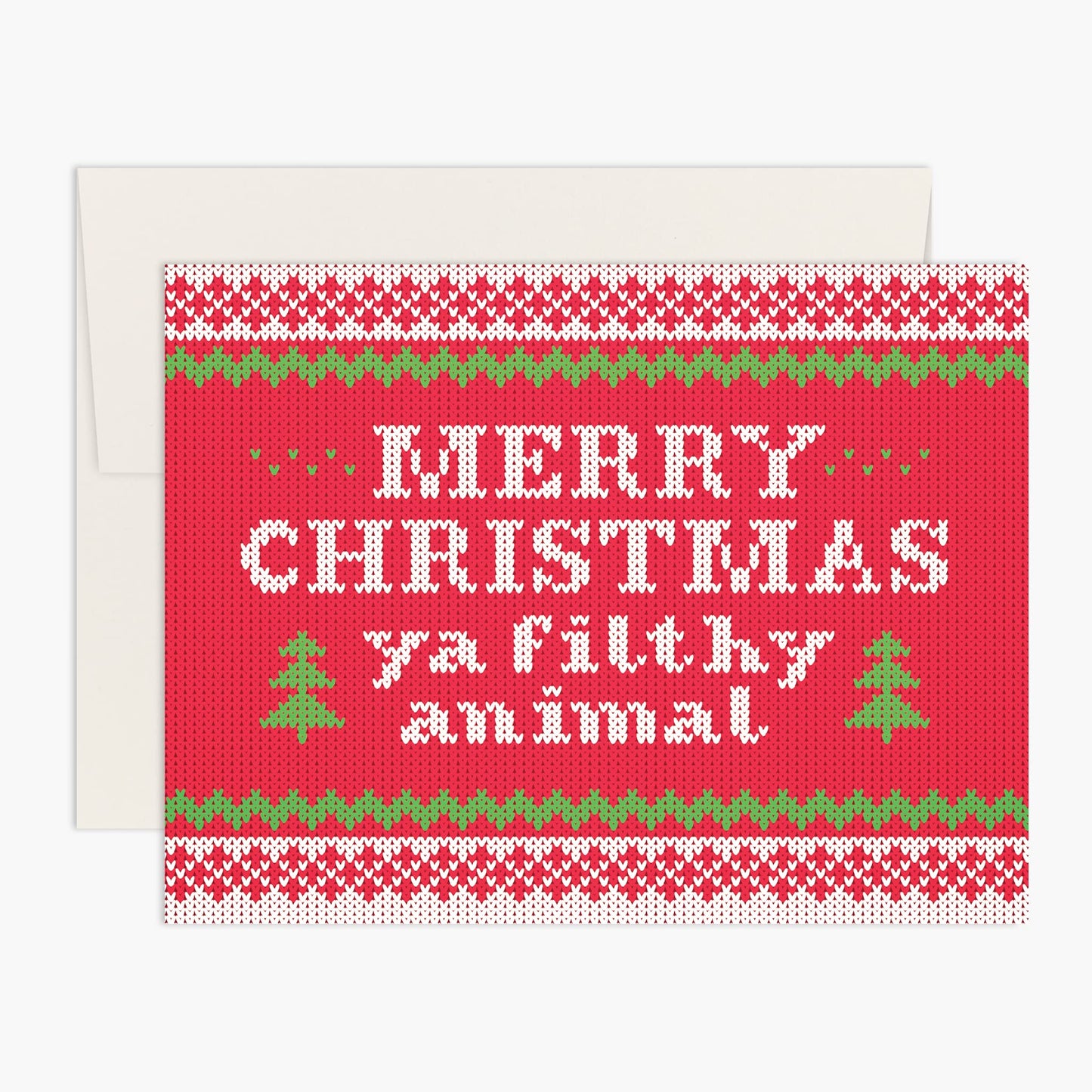 Palmer Street Press - Merry Christmas Ya Filthy Animal: Funny Christmas Cards Box Set - Christmas Sweater Boxed Holiday Cards with Cream Kraft Envelopes - Made in the USA (Set of 8 Cards)