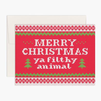 Palmer Street Press - Merry Christmas Ya Filthy Animal: Funny Christmas Cards Box Set - Christmas Sweater Boxed Holiday Cards with Cream Kraft Envelopes - Made in the USA (Set of 8 Cards)