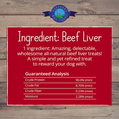 Shepherd Boy Farms Freeze Dried Dog and Cat Treats, Beef Liver, All Natural Single Ingredient Freeze-Dried Dog Treat & Snacks, Made in USA, High Protein, Essential Nutrition of Raw Food, 8oz
