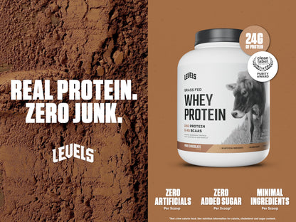 Levels Grass Fed Whey Protein Powder, No Artificials, 24G of Protein