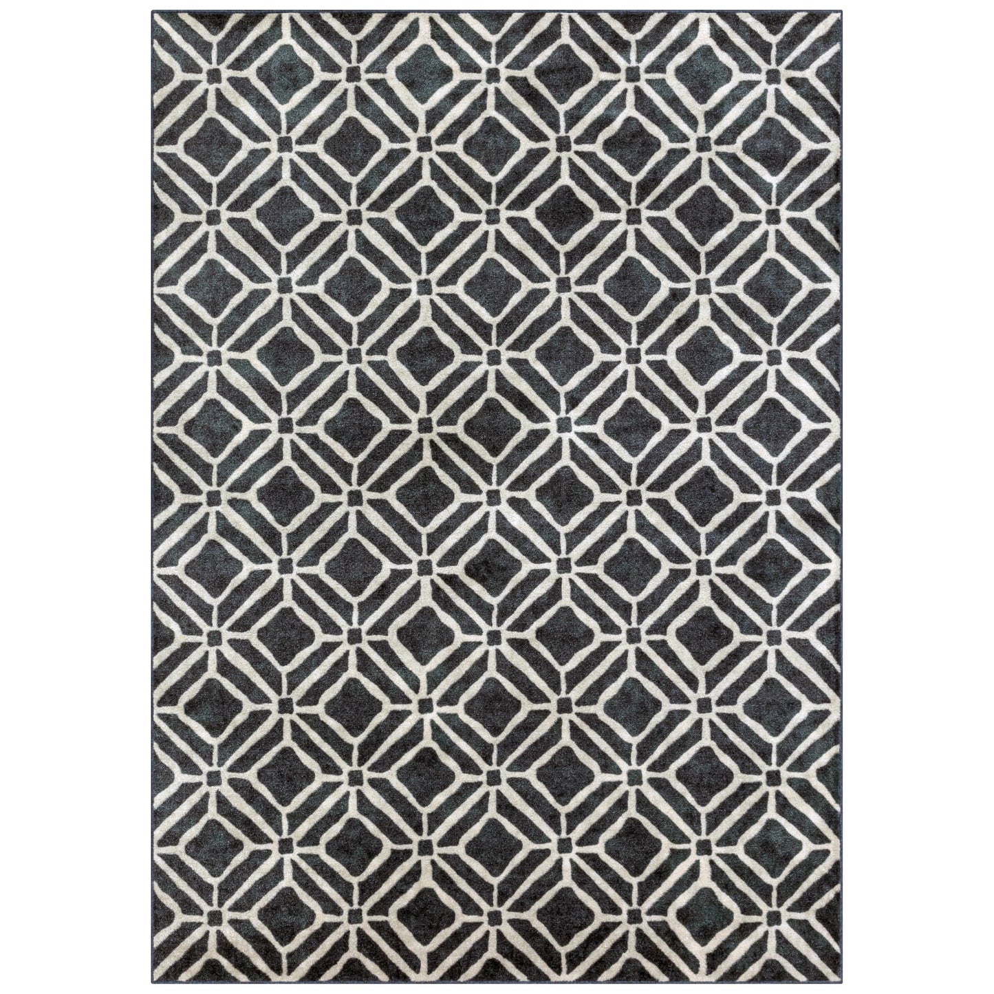 Maples Rugs Moderna Geometric Area Rugs – Made in USA – Low Pile, Non Slip Pet–Friendly Mat for Bedroom, Office, Living & Dining Room, 5' x 7', Dark Blue