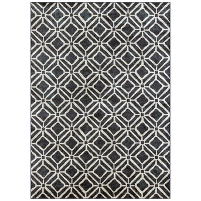 Maples Rugs Moderna Geometric Area Rugs – Made in USA – Low Pile, Non Slip Pet–Friendly Mat for Bedroom, Office, Living & Dining Room, 5' x 7', Dark Blue