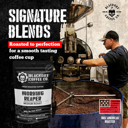Blackout Coffee Morning Reaper Ground Coffee – Medium Roast, Bold & Strong Flavor – Freshly Roasted 12oz Bag, American Made