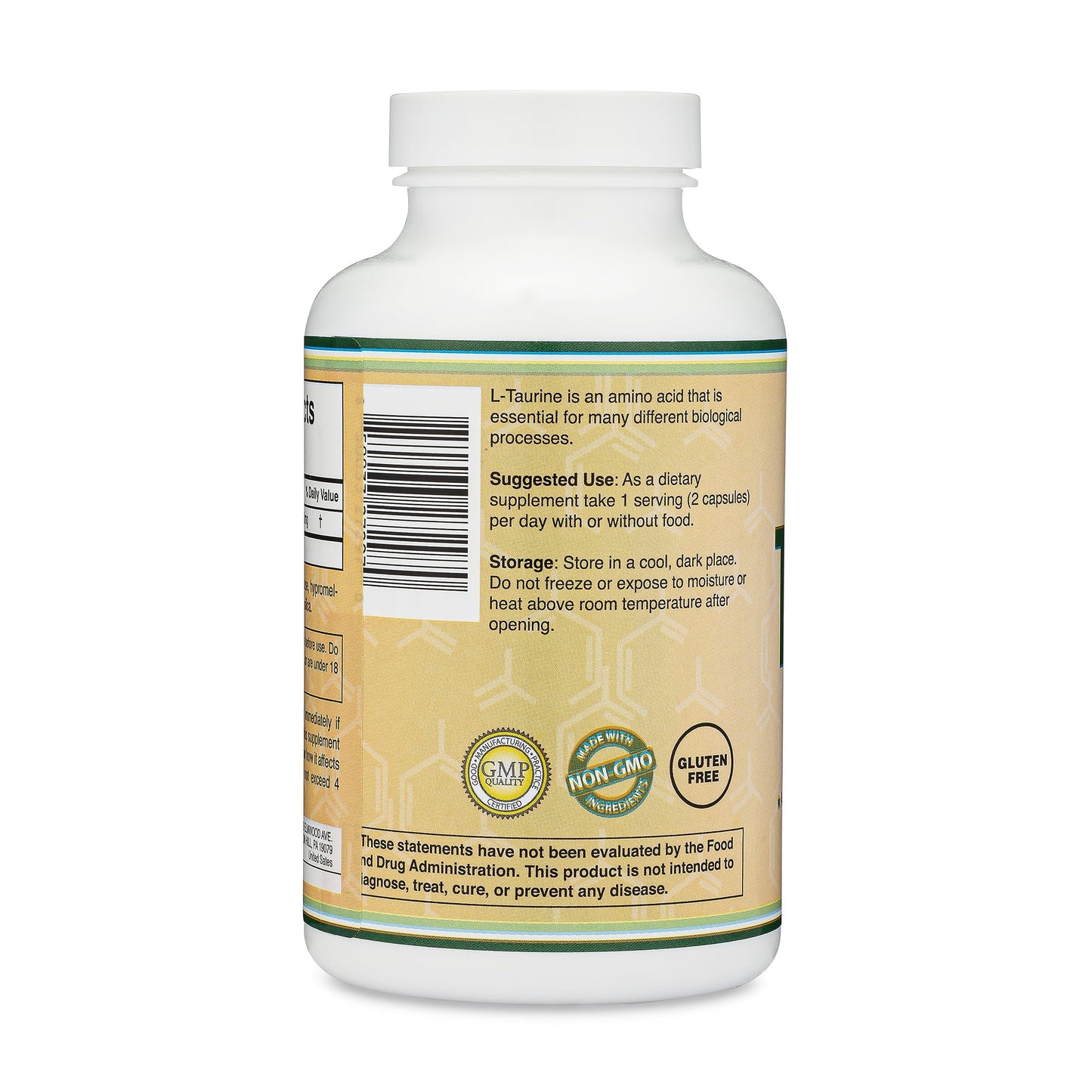 Taurine Supplement 1000mg Per Serving, 180 Capsules - Amino Acid Studied to Support a Longer, Healthier Life (Taurina) Vegan Safe, Gluten Free, Non-GMO by Double Wood