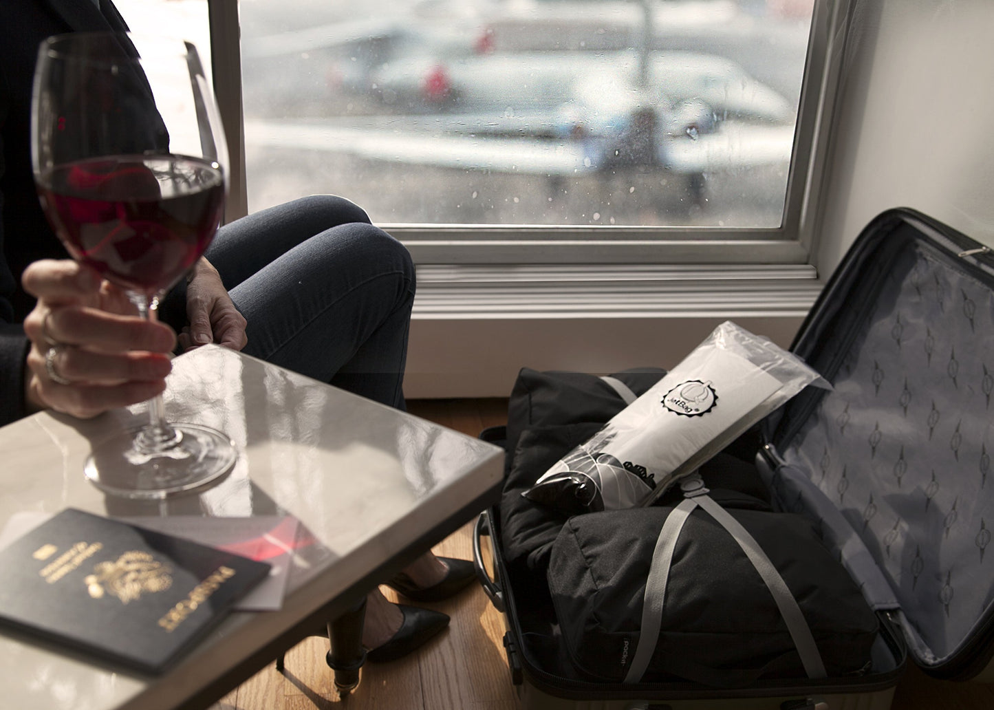 Jet Bag - Protective, Absorbent, Reusable Wine Bags for Travel - Made in the USA - Clear Back allows for Custom Insert
