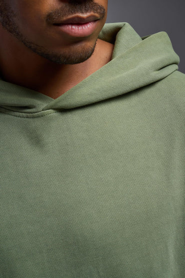 Expert Brand USA-Made Men's Oversized Heavyweight Cotton Pullover Hoodie, Desert, Large