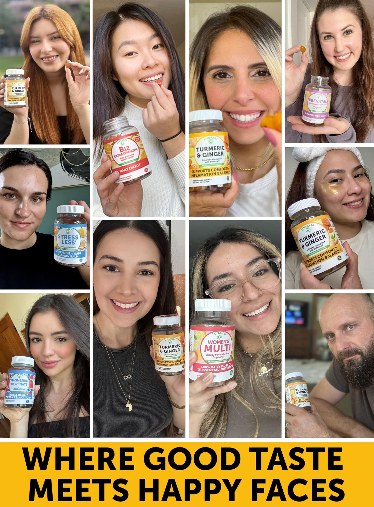 Lunakai USA Made Turmeric Gummies with Ginger & BioPerine – High Absorption Turmeric and Ginger Supplement for Inflammation, Joint & Immune Support, 60ct