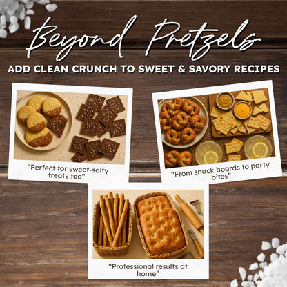 Snackathon Coarse Pretzel Salt, Heat Resistant Large Crystals, 5 oz Resealable Bag, Made in USA, All-Natural Topping for Soft Pretzels, Bagels & Breads