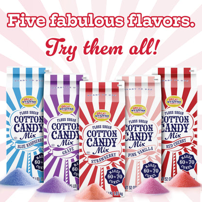 Premium America Red Cherry Cotton Candy Floss Sugar Carnival-Style Fluffy Fun, Pre-Mixed & Ready to Use for Parties, Events & Festivals 3.25 lb Cartons Case of 3