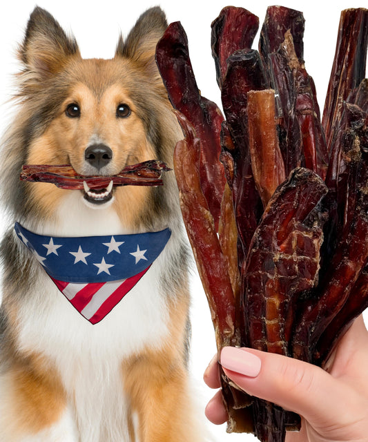 Bully Sticks for Dogs Sourced & Made in USA, All-Natural Taste, Shape, & Color, 6 inch Pizzle Sticks, Bully Bones for Small and Medium Dogs, Includes 12 to 14 Rawhide-Free Treats Per Bag, 8oz