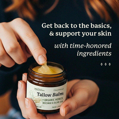 Beef Tallow Honey Balm | Face & Body | With Organic Honey, Beeswax & Olive Oil | Face Moisturizer & Body Balm | Grass Fed Beef Tallow for Skin Support | Paraben, BPA & Cruelty-Free | Unscented, 2 oz