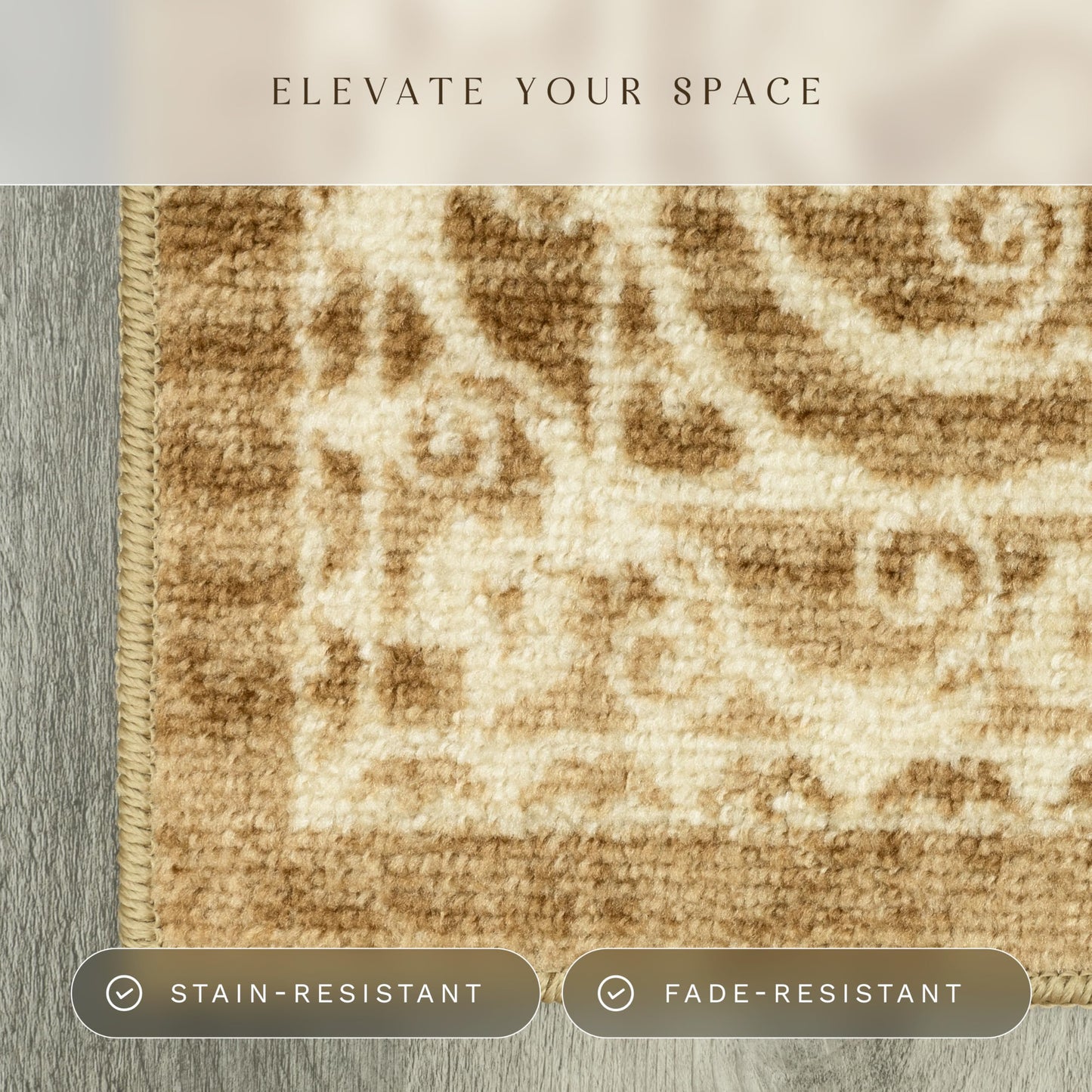 Maples Rugs Pelham Transitional Area Rugs - Made in USA - Washable, Non Slip, Indoor Carpet for Entryway, Foyer, Kitchen, and Bathroom, 1'8 x 2'10, Khaki