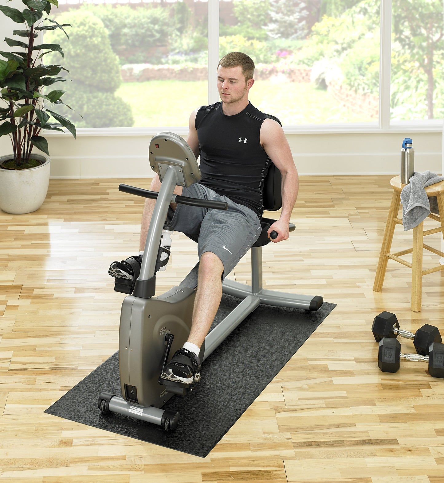 Supermats Heavy Duty Equipment Mat 13GS Made in U.S.A. for Indoor Cycles Recumbent Bikes Upright Exercise Bikes and Steppers, Black