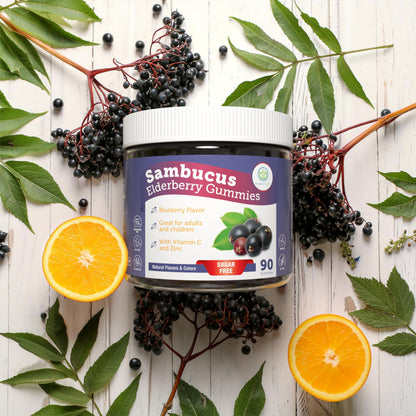 Purify Life Sugar-Free Elderberry Gummies with Vitamin C & Zinc for Adults and Kids, Immune Support Supplement for Respiratory Health, Sambucus Elderberry Antioxidant Gummies - Vegan, 90 Count