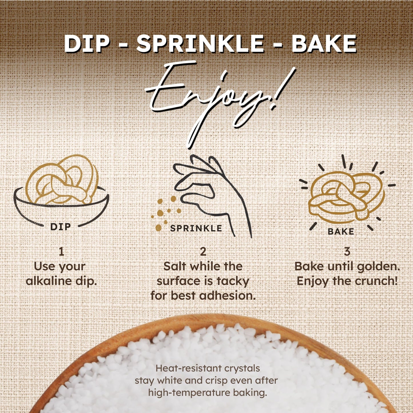 Snackathon Coarse Pretzel Salt, Heat Resistant Large Crystals, 5 oz Resealable Bag, Made in USA, All-Natural Topping for Soft Pretzels, Bagels & Breads