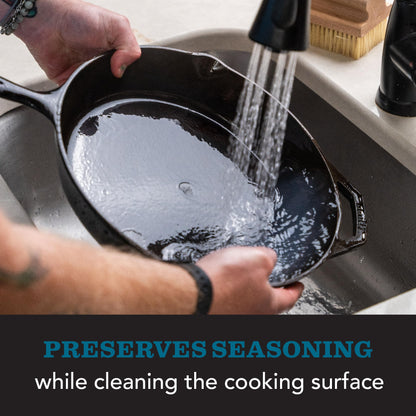 CLARK'S Cast Iron Cleaner 12 oz, Made in USA, Plant Based Coconut Cast Iron Soap for Skillets, Griddles Etc. - Protects, and Restores Cookware