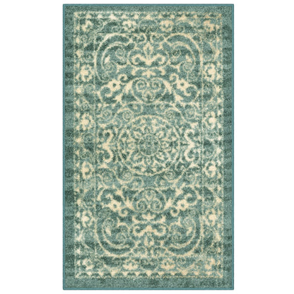 Maples Rugs Pelham Transitional Area Rugs - Made in USA - Washable, Non Slip, Indoor Carpet for Entryway, Foyer, Kitchen, and Bathroom, 1'8 x 2'10, Light Spa