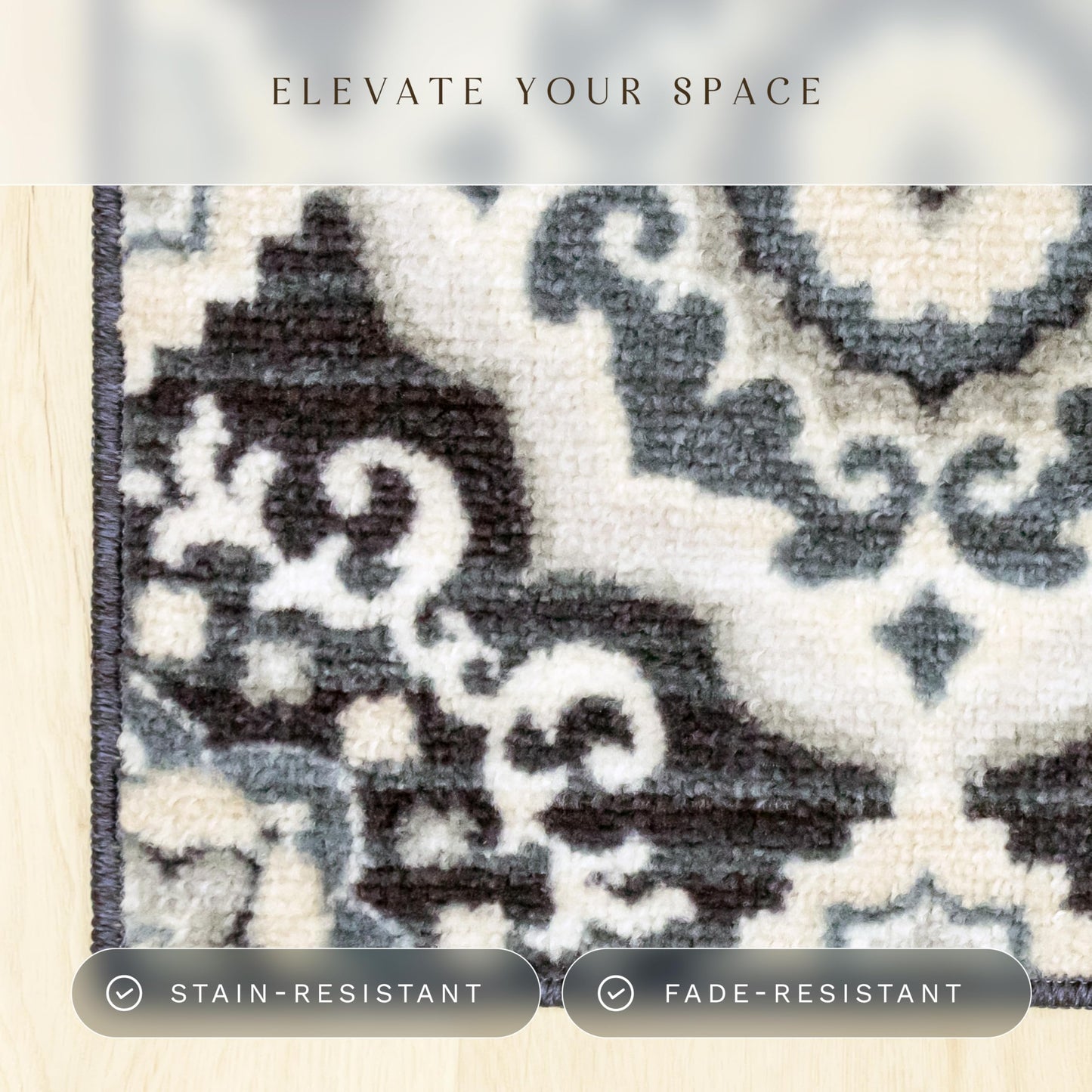 Maples Rugs Camilla Medallion Area Rug - Made in USA - Low Pile, Non Slip Pet-Friendly Mat for Bedroom, Office, Living & Dining Room, 5' x 7', Cream/Navy