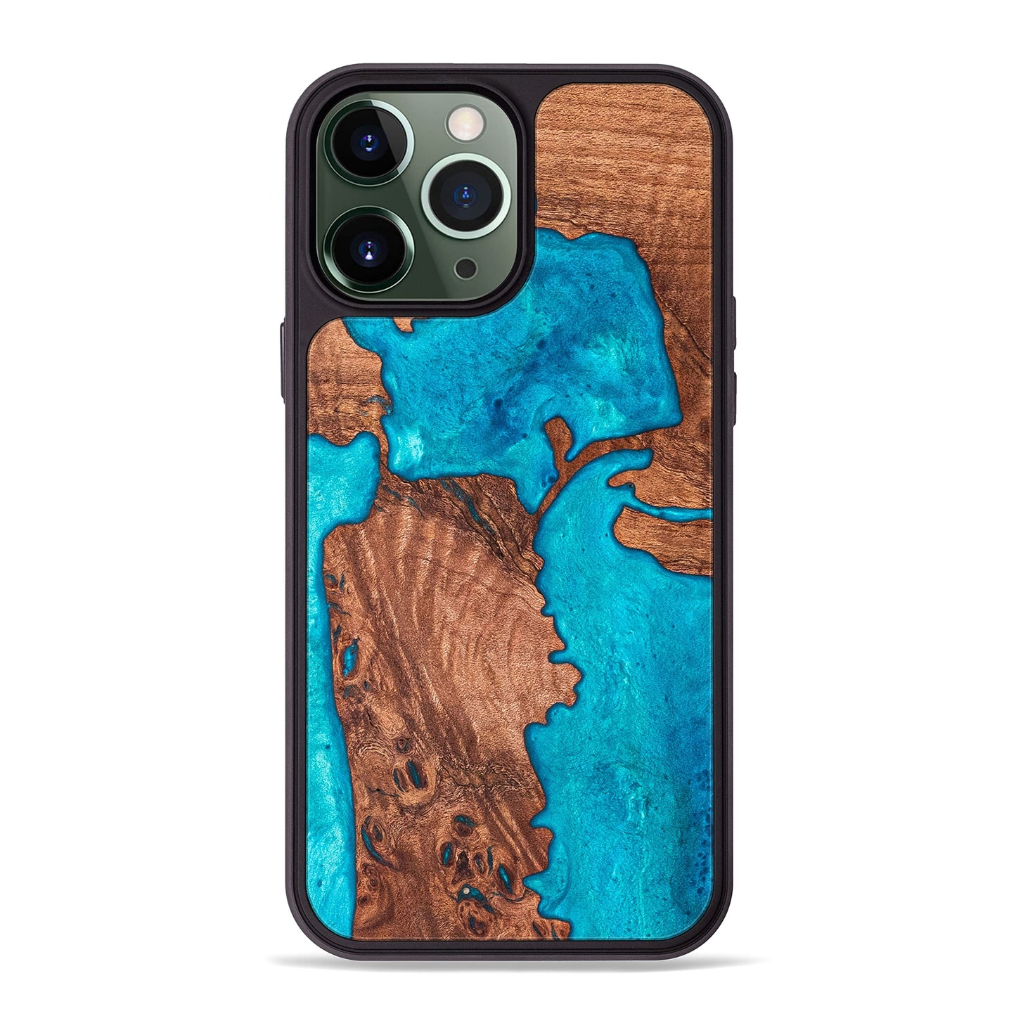 Carved - Designed for iPhone 13 PRO MAX | Burl Wood & Resin Traveler Case | MagSafe Compatible Magnet | One-of-A-Kind Inlay | Made in USA | Map of San Francisco