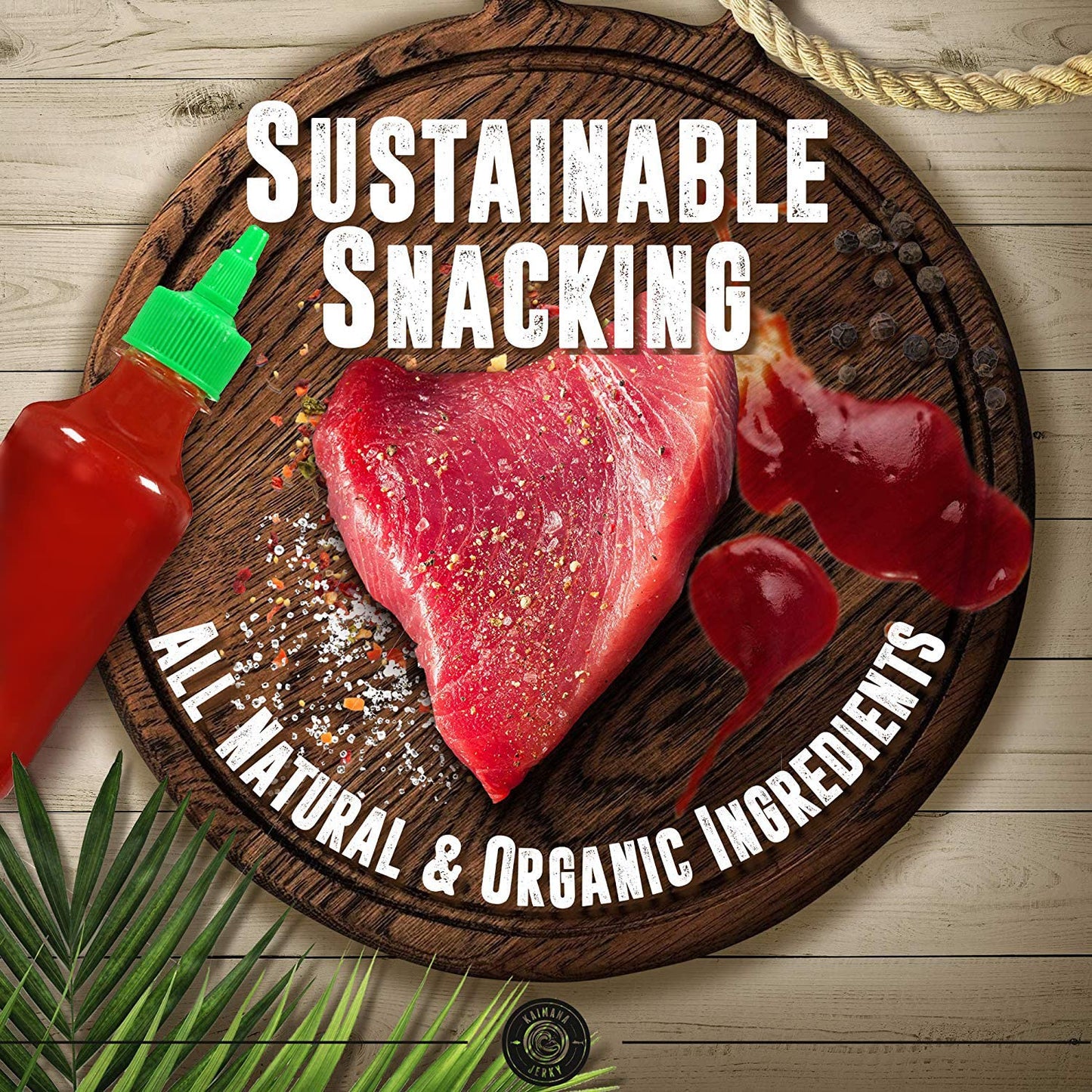 Kaimana Ahi Tuna Jerky Sriracha 2 Ounce - Paleo Style - Premium Fish Jerky Made in the USA. High in Omega 3's, All Natural and Wild Caught (2 Ounce (Pack of 1), (Sriracha)