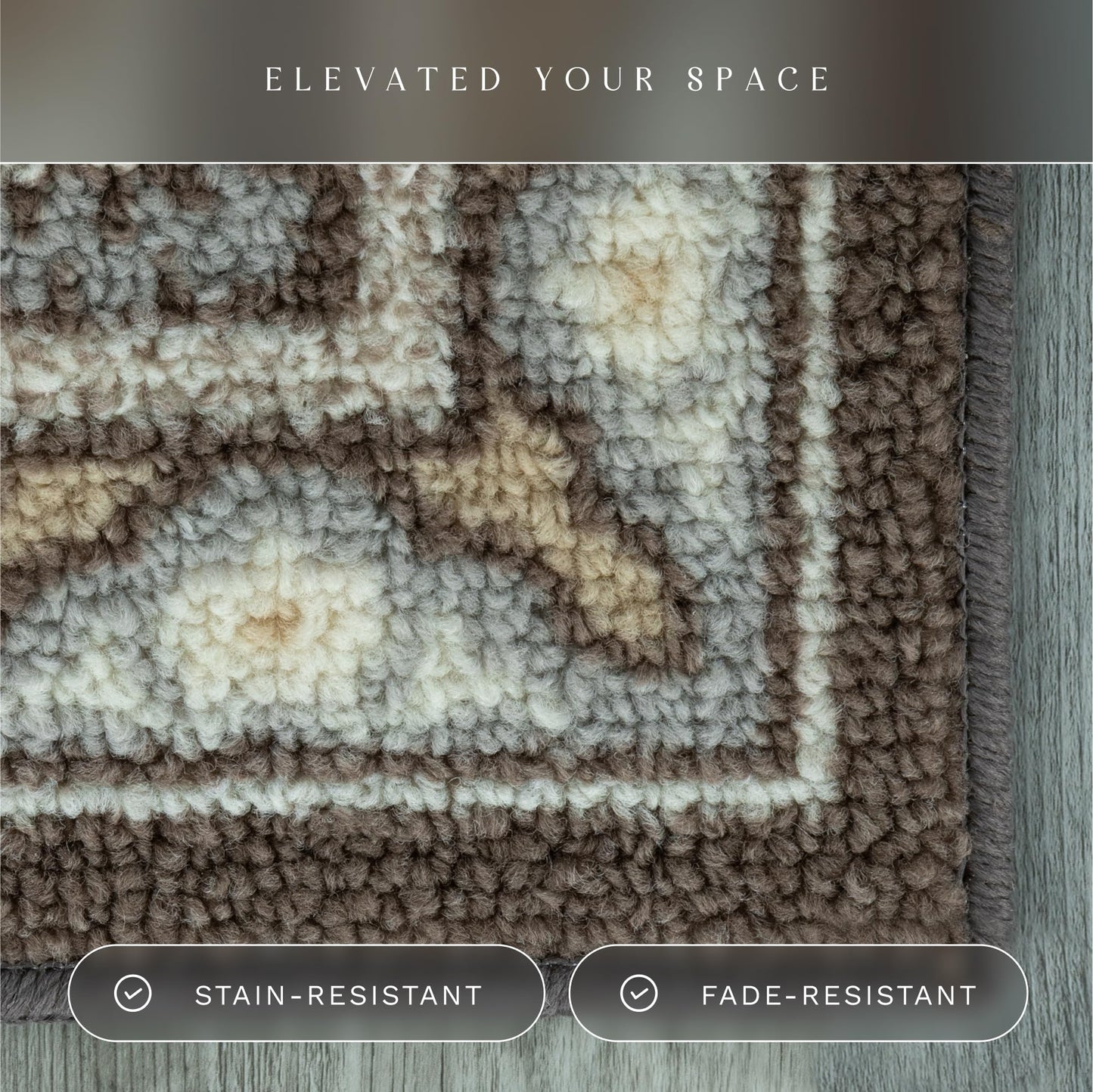 Maples Rugs Florence Kitchen Rugs Non Skid Washable Accent Area Carpet [Made in USA], 1'8 x 2'10, Light Brown
