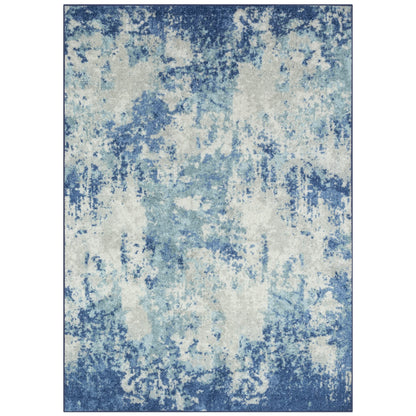 Maples Rugs Horizon Distressed Abstract Area Rug - Made in USA - Low Pile, Non Slip Pet-Friendly Mat for Bedroom, Office, Living & Dining Room, 5' x 7', Arctic Blue